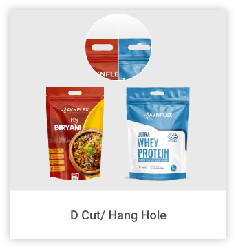 D cut hand hole Pouch Packing Design